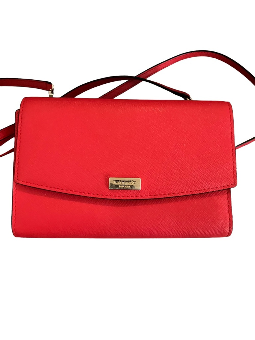 PERFECT & LIKE NEW! KATE SPADE LAUREL RED SAFFIANO CROSSBODY CLUTCH WALLET